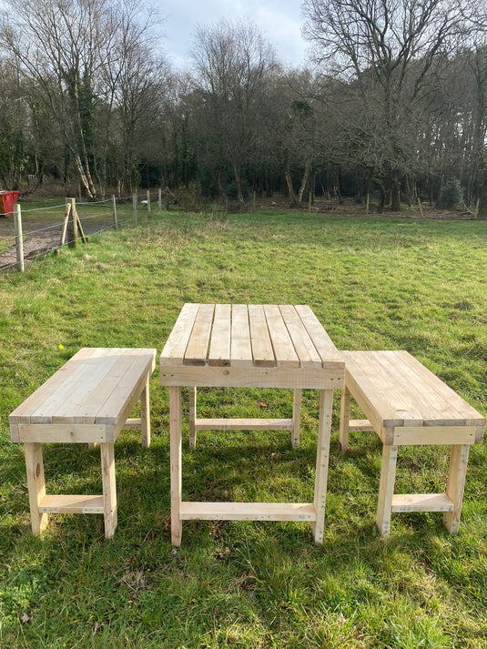 Rustic Handmade Indoor / Outdoor Wood Table and Seating Set