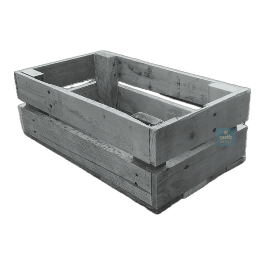 Rustic Direct Rectangular Eco Wood Crate 2 Tier - Stone Grey