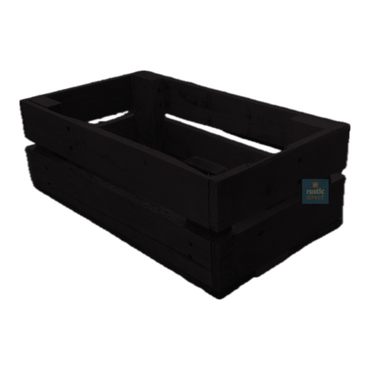 Rustic Direct Rectangular Eco Wood Crate 2 Tier - Black