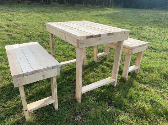 Rustic Handmade Indoor / Outdoor Wood Table and Seating Set