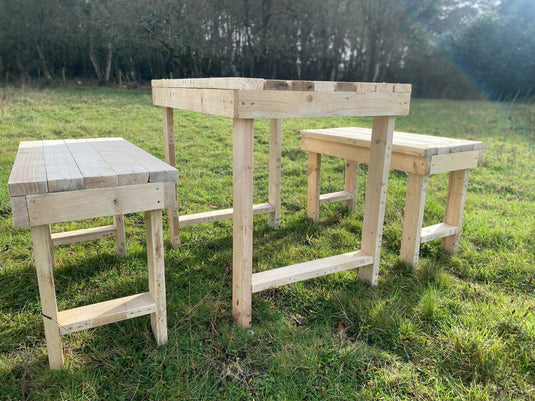 Rustic Handmade Indoor / Outdoor Wood Table and Seating Set