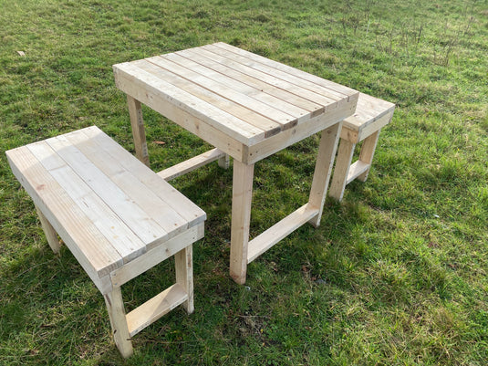 Rustic Handmade Indoor / Outdoor Wood Table and Seating Set