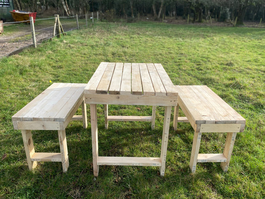 Rustic Handmade Indoor / Outdoor Wood Table and Seating Set