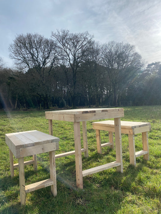 Rustic Handmade Indoor / Outdoor Wood Table and Seating Set